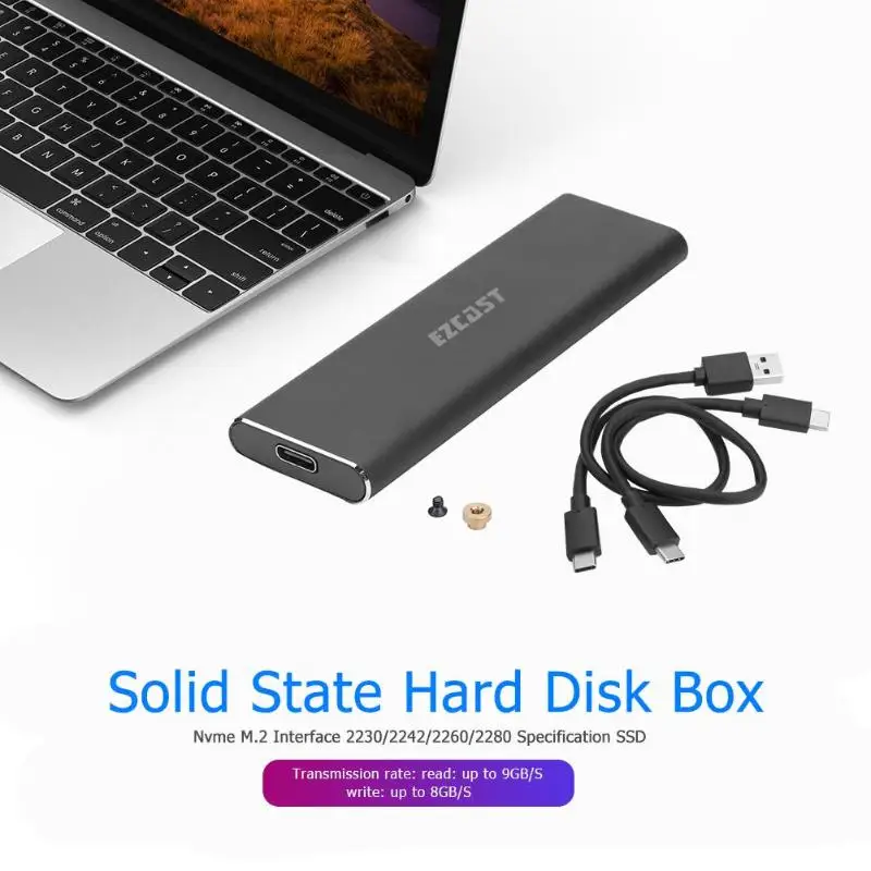 M2 SSD чехол NVME PCIe Внешний жесткий корпус для жесткого диска коробка M.2 для Тип usb C 3,1 GEN2 M адаптер ключ для 2230/2242/2260/2280 SSD
