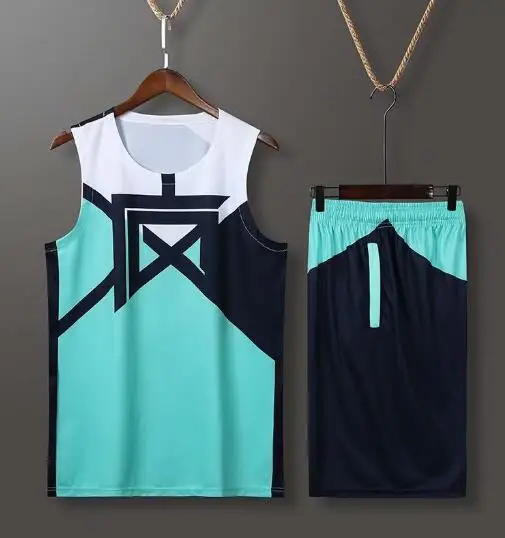 Зеленый Детский баскетбольный костюм для взрослых Детская Мужская баскетбольная форма спортивный комплект, рубашки и шорты, комплект, тренировочный костюм с китайским принтом на заказ - Цвет: Зеленый
