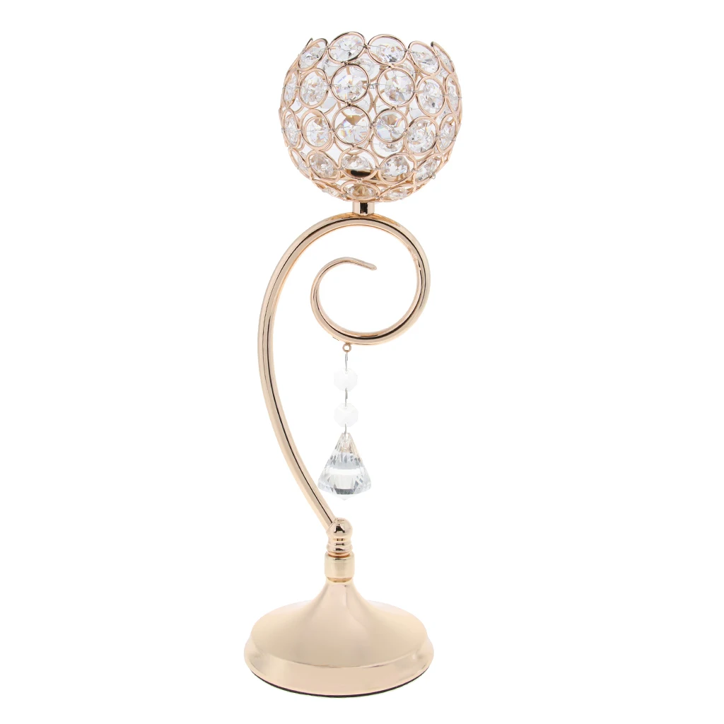 Magideal Crystal Tea Light Candle Holder Wedding Festive Banquet Decor Lamp Decor Window Top Countertop Decor 35cm