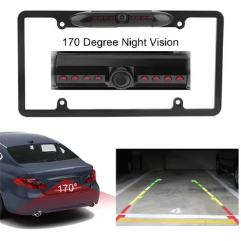

Waterproof Car License Frame 170 Degree Lens Angle Car Rearview Parking Backup Camera Reverse Night Vision Camera