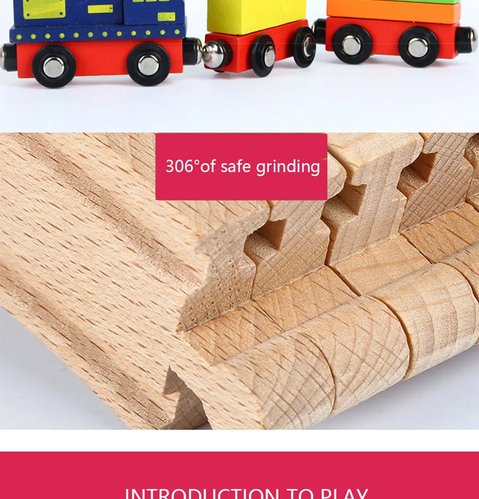 Набор из 54 деревянных дорожек поезд набор игрушек деревянная железная дорога Magic Brio Обучающие игрушки-пазлы для детского подарка на день рождения