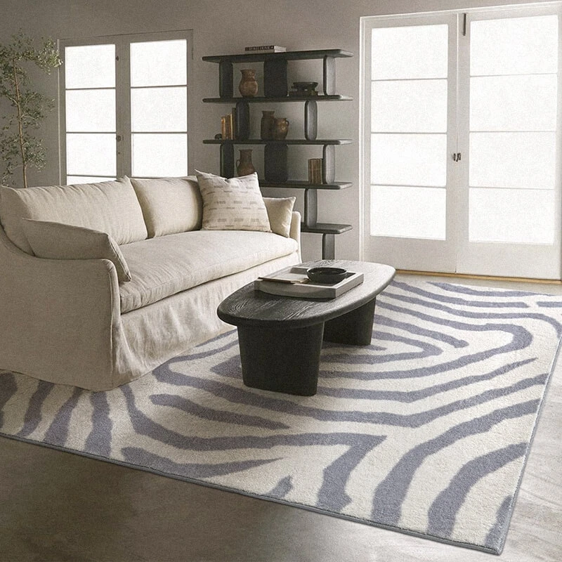 

Modern style zebra print superfine fiber soft touch home decoration area rug, INS popular floor mat