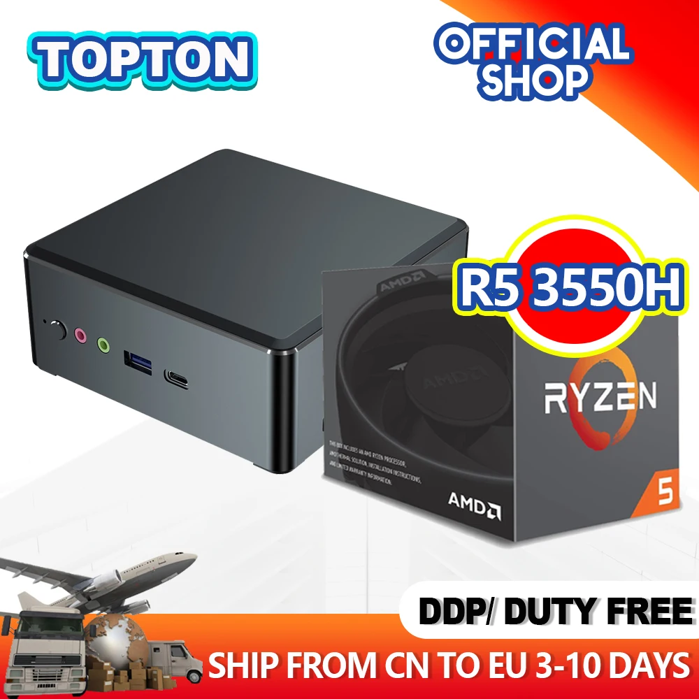 Дешевый мини ПК AMD Ryzen R5 3550H R7 2700U Vega Graphic 2 * DDR4 Nuc компьютер Win 10 Pro HDMI 0 DP TYPE-C 3 дисплей AC
