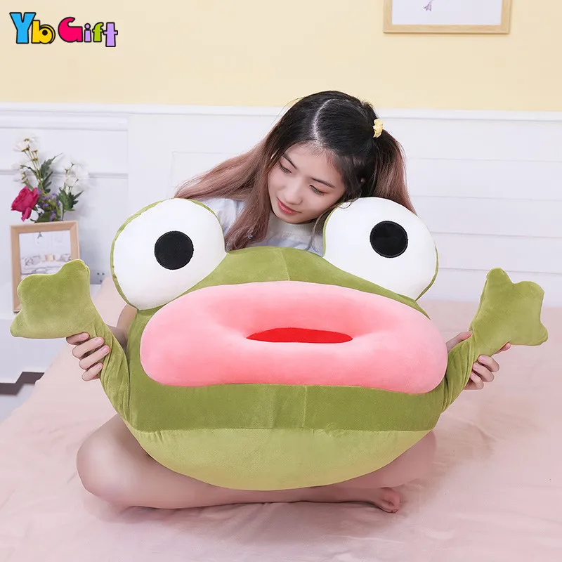 Kawaii, забавная плюшевая подушка-лягушка, чучело, кукла для детей, детские игрушки, кукла-лягушка с большим ртом, детский подарок на день рождения, год