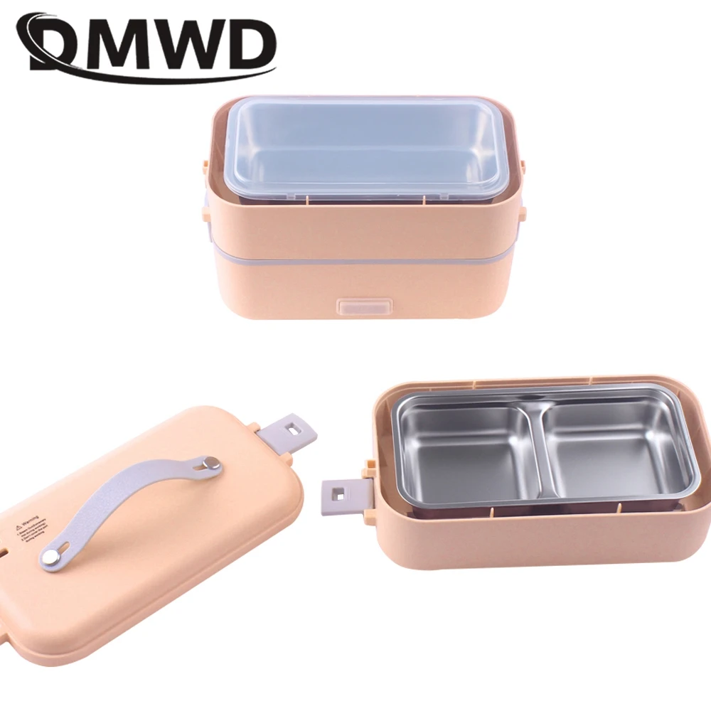 DMWD Portable Rice Cooker Heating Lunch Box Electric Thermal Food Heater Steamer Cooking Container Office Warmer 110/220V 5
