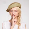 Elegant Lady Women Bonnet Cap Solid Color Wool Felt Berets  Winter Spring French Classic Wool  Hat Comfortable Walking Cap ► Photo 3/6