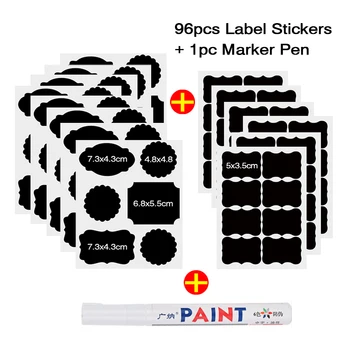 

96pcs Stationery Stickers Label Sticker Waterproof Storage Organizer Bottles Jam Blackboard Jars Spices Tags Stickers Labels