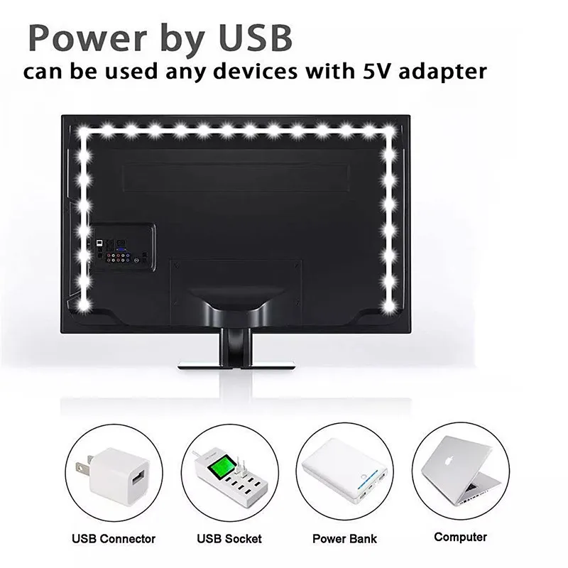 USB Светодиодная лента лампа 5050SMD DC5V гибкий светодиодный светильник лента 0,5 м 1 м 2 м 3 м 4 м 5 М HD ТВ Настольный экран Подсветка ПК