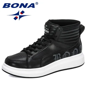 

BONA 2019 New Designers High Top Men Sneake Non Slip Casual Shoes Man Breathable Outdoor Leisure Footwear Male Trendy Comfortabl