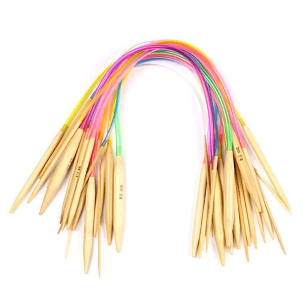 18 Different Models Length 40-120Cm Multicolor Tube Circular Carbonized Bamboo Knitting Needles Set Fashion