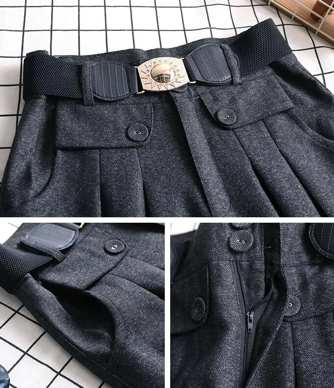 4XL свободные зимние шерстяные Широкие штаны с высокой талией для женщин осенние повседневные женские прямые брюки размера плюс для женщин
