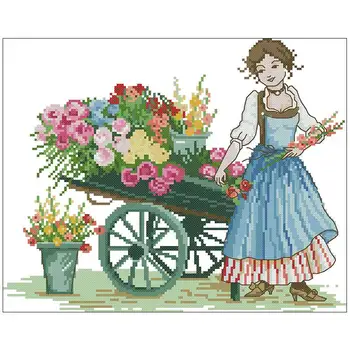 

Victorian flower girl patterns Counted Cross Stitch 11CT 14CT 18CT DIY Chinese Cross Stitch Kits Embroidery Needlework Sets