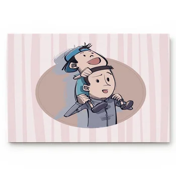 

Pink Stripes Cartoon Shoulder Image Door Mats Kitchen Floor Bath Entrance Rug Mat Absorbent Indoor Bathroom