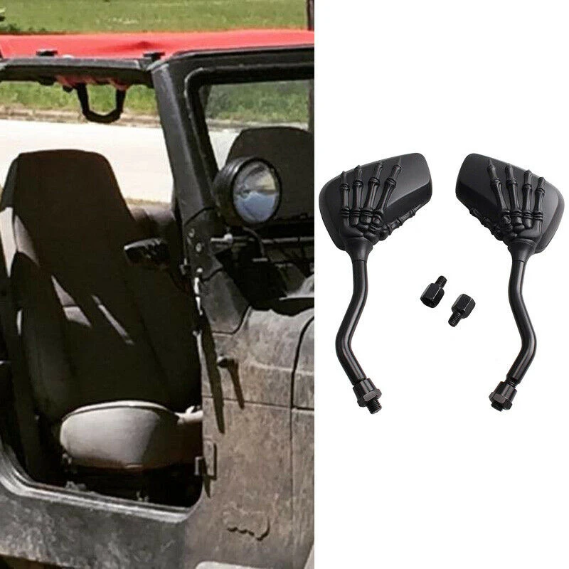 Черный длинный стволовый дверной шарнир с зеркалами для Jeep Wrangler JL JKU JK TJ 1987