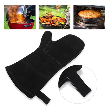 

1 Pc Baking Gloves Durable Insulation Heat Resistant BBQ Gloves Leather Gloves Welding Gloves for Kitchen Home Restaurant