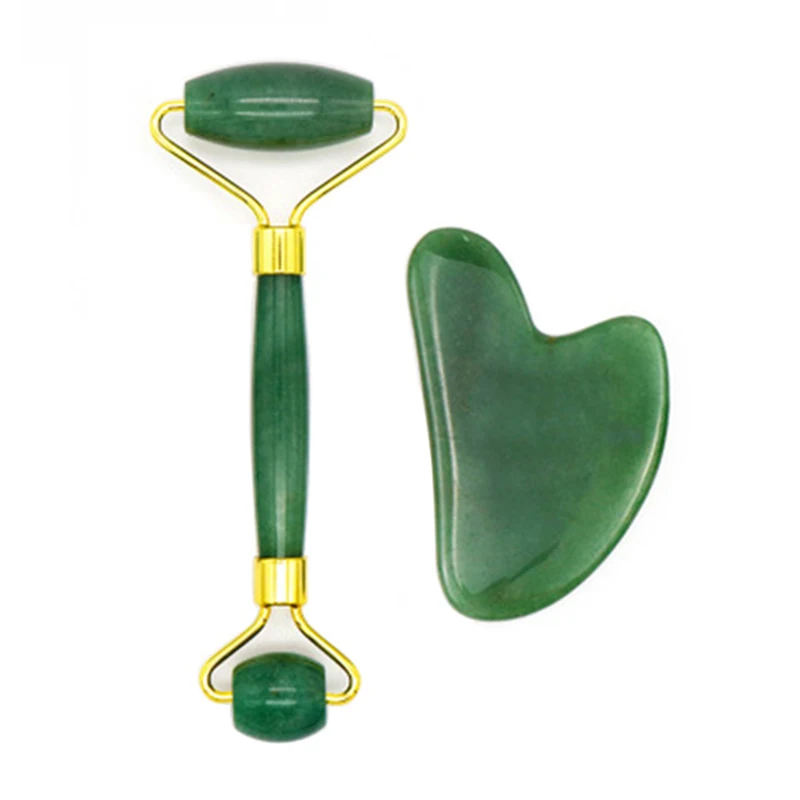 Aventurine Roller Slimming Face Massager Lifting Tool Natural Jade Eye Mask Stone Jade Roller Set Facial Massage Roller Eye Care