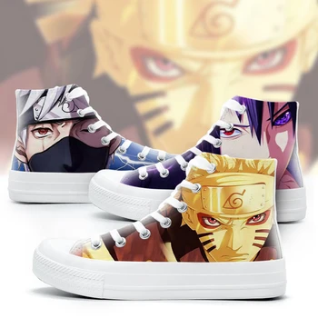 

Unisex Anime NARUTO Sharingan 3D Casual High Flat Canvas Shoes Preppy plimsolls duck shoes Sneakers