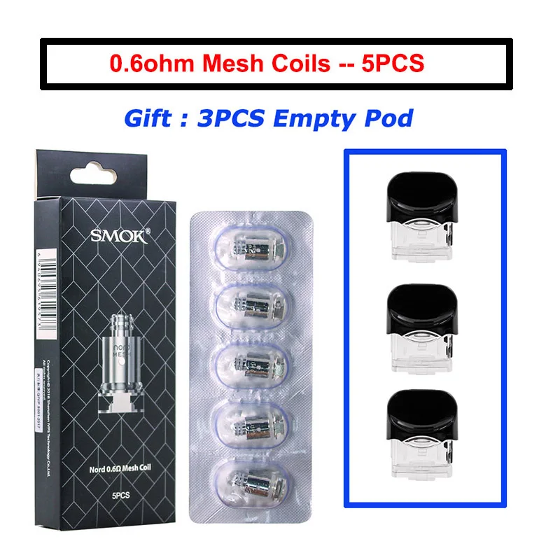 5PC Mesh Coils SMOK Nord Pod Vape ручка 1100 мАч батарея 3 мл Pod система сетка катушка электронная сигарета Pod Комплект Испаритель VS SMOK NOVO Minifit - Цвет: 5PC Mesh Coils