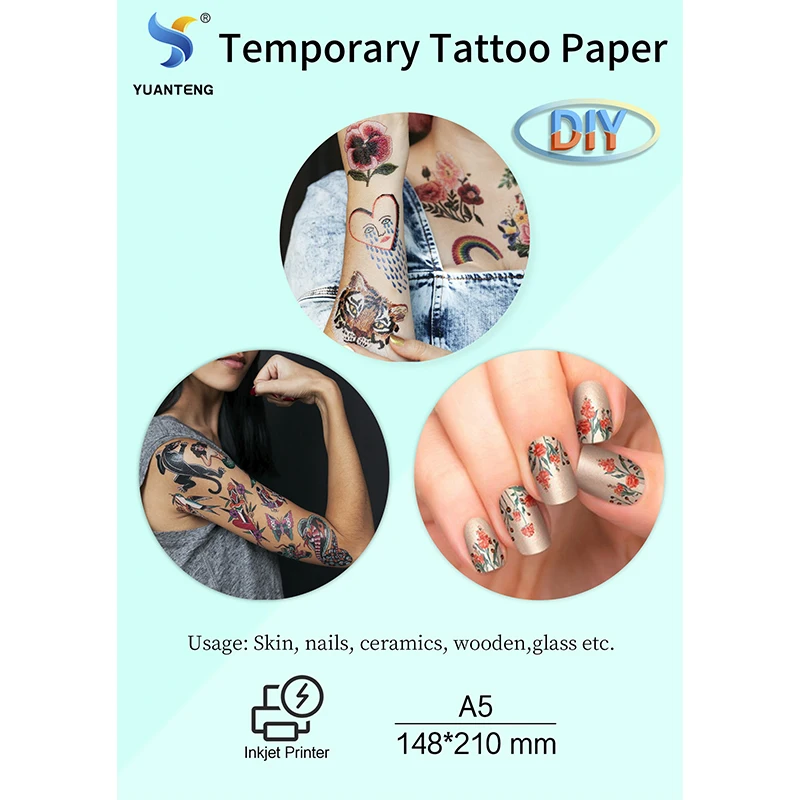 (10sets/lot) Inkjet Temporary Tattoo Stitcker Transfer Design Paper A5