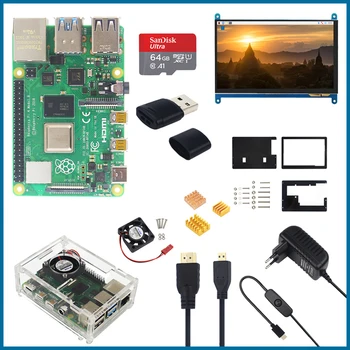

MICROBOT Raspberry Pi 4 Model B LCD Kit + 7 inch Touch Screen + Holder + 64GB SD Card + Fan + Heat Sink + Power RPI9