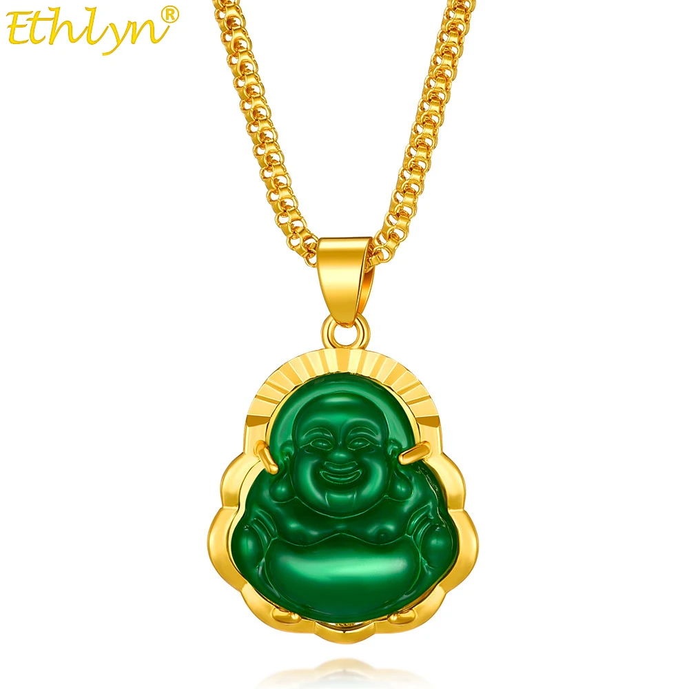 

Ethlyn зеленая искусственная Подвеска Ожерелье для мужчин и женщин FengShui Good Luck Нефритовая статуэтка Будды Bodhisattva Talisman MY281