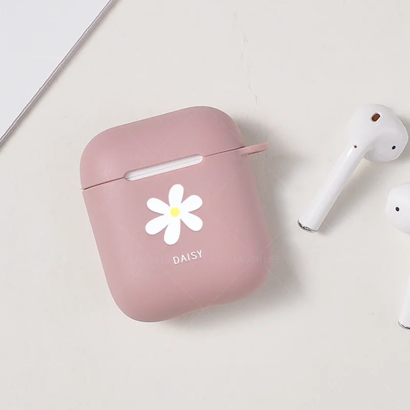Простой окрашенный чехол Daisy Smile для Apple Airpods 2 1 ударопрочный кораллового и