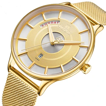

NAVIFORCE Top Brand Luxury Gold Watches Mens Stainless Steel Mesh Quartz Wrist Watch Men Waterproof Clock Date Relogio Masculino