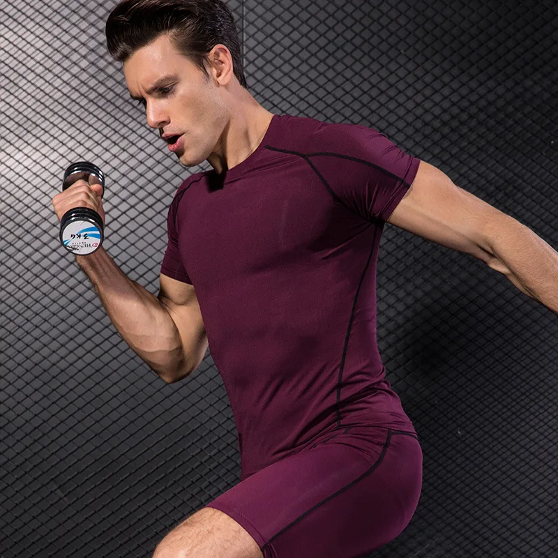 Men's outdoor exercise Tight T-shirt fitness exercise running training suit stretch quick-dry Long T-shirt sportswear pants 3