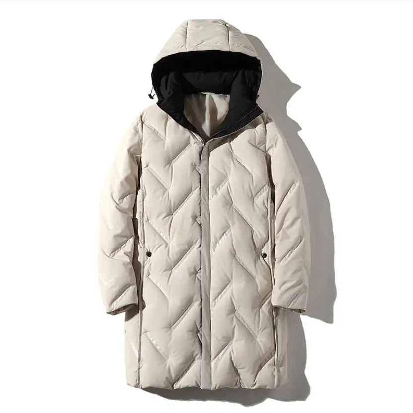 color same picture New thick winter men's down Jacket hooded youth black gray long warm duck down coat waterproof outdoors male overcoat - Цвет: color same picture
