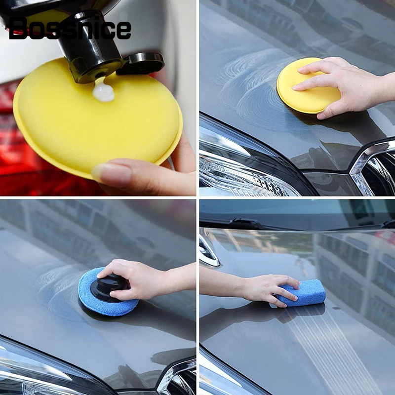 13pcs Foam Car Polishing Sponge With Handle, Wax Applicator Pads Microfiber  Car Sponge Polish Wax Applicator For Car Home Kitchen