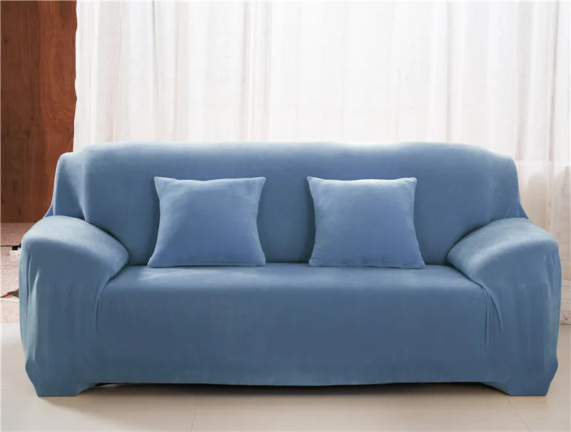 Light Blue Твердые Цвет плюшевые уплотненные теплые леггинсы с эластичной резинкой для диванов Универсальный секционный диван Чехол 1/2/3/4 местный стрейч чехол для дивана для Гостиная - Цвет: Light Blue