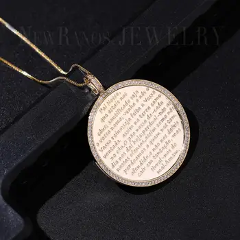 

Newranos Big Coin Medal Necklace Champagne Gold Round Letter Pendant Writing Words Necklace for Fashion Jewelry NFX006724