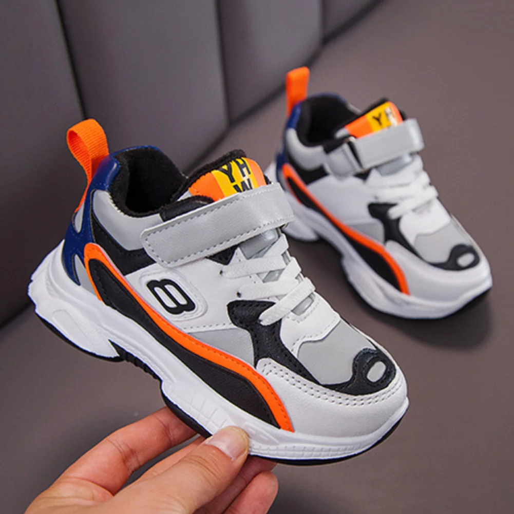 Kids Shoes Baby Boy Sneakers Off White Shoes Brand Fashion Running Sneakers Pu Leather Non-slip Children Shoes