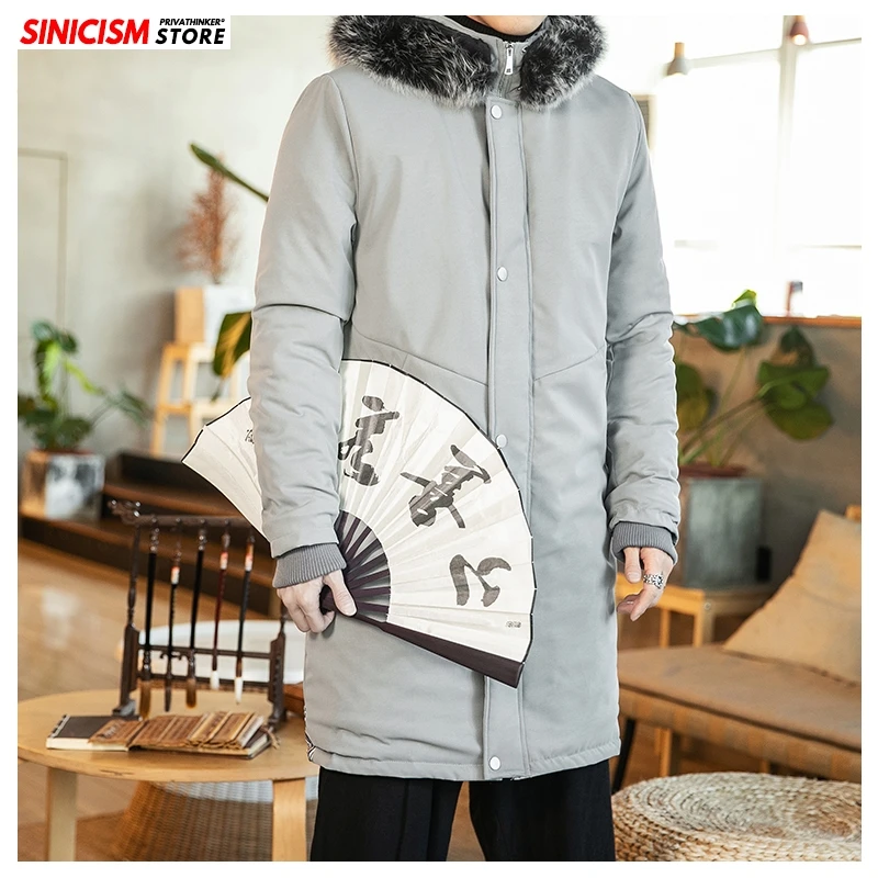 Sinicism Store, Мужская Уличная одежда в китайском стиле, топы, осень, с капюшоном, утолщенное, пустое пальто, Мужская теплая ветровка, куртка