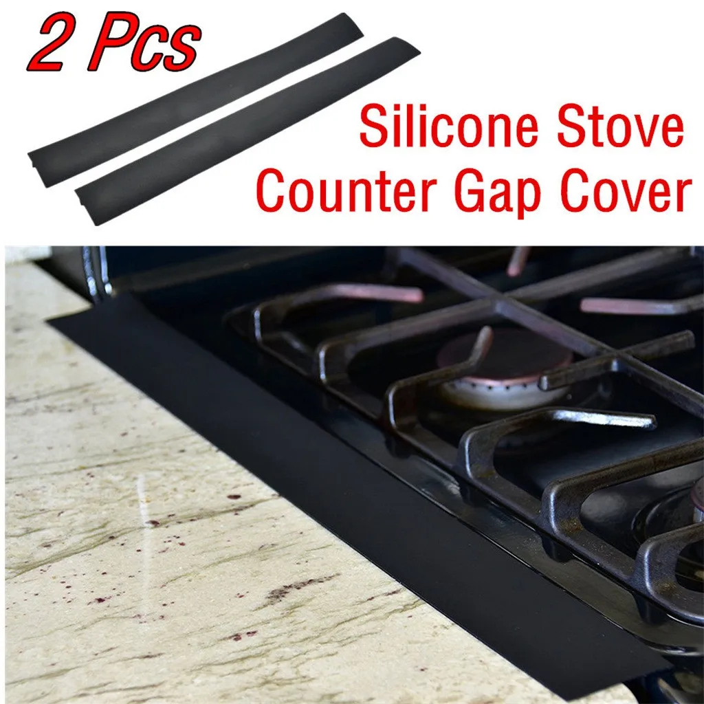 2Pcs Kitchen Silicone Stove Counter Gap Cover Heat Resistant Mat Oil