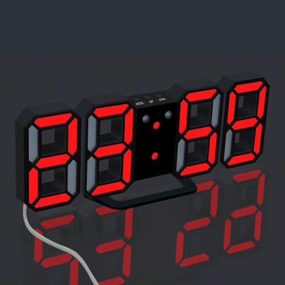 Светодиодный Будильник часы USB зарядка электронные цифровые часы настенные подвесные 3D цифровые часы украшение дома часы для офисного стола - Цвет: Армейский зеленый