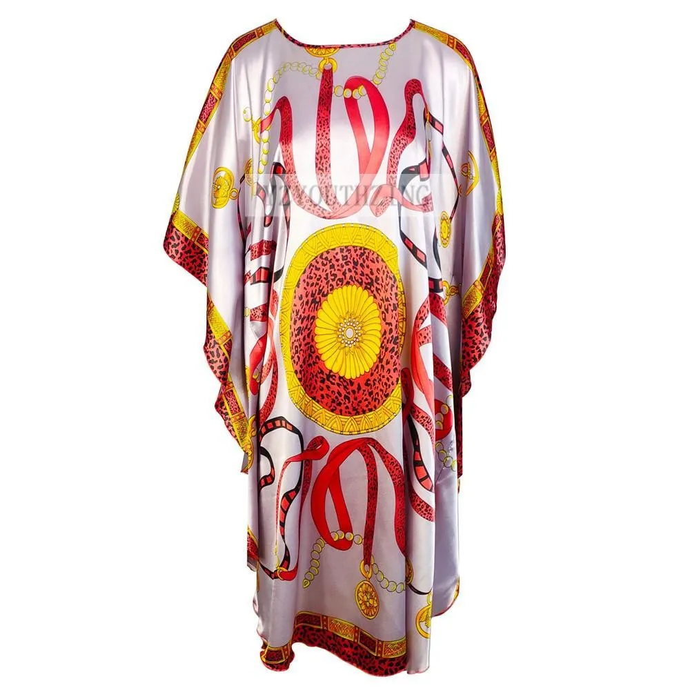 Chinese Vintage Print Lady Robe Dress Nightgown Summer Nightdress Sleepwear Women Satin Rayon Nightwear Bath Gown One Size