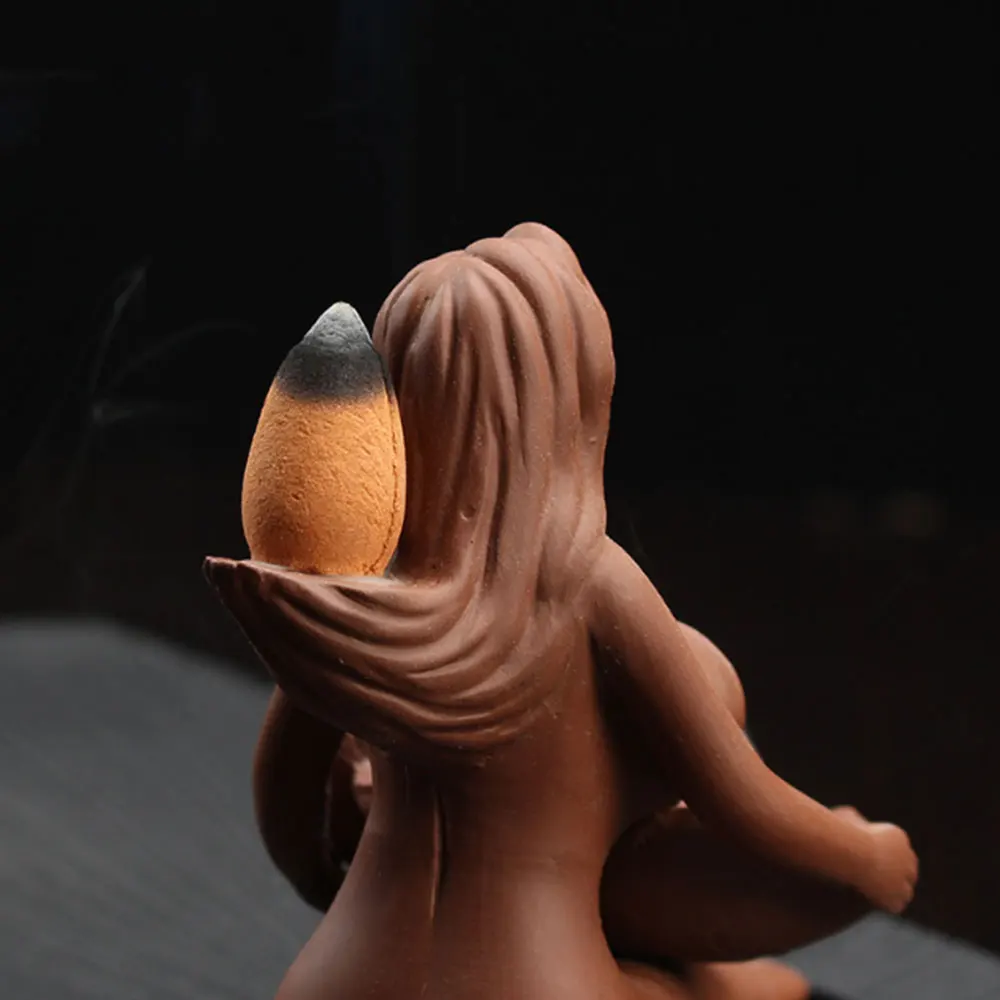 Joss Stick Holder Incense Burner Sleep Aid Living Room Bathroom Lady Naked Purple Sand Practical Classic Ornament