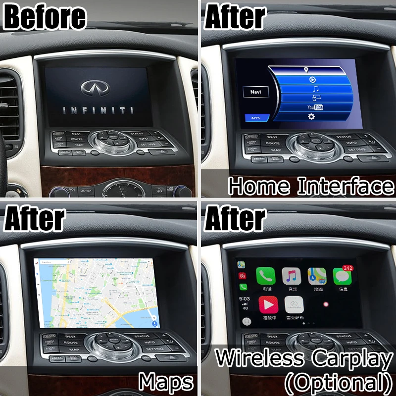 Интерфейс Android / carplay для Infiniti QX50 EX35 EX37 2012 2017 с QX60 QX70 QX80 видеоинтерфейс GPS навигация
