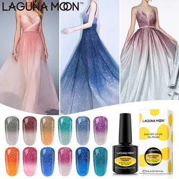 Kaufen LAGUNAMOON Zwei-Ton Temperatur Farbe Ändern Laser Gel Polish UV LED Tränken Weg Lack Lack Maniküre Salon Nagel Kunst 8ML