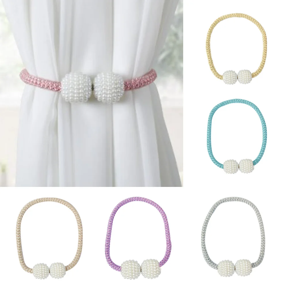 2 шт. жемчуг Магнитная занавеска зажим Шторы держатель подхват на завязках для