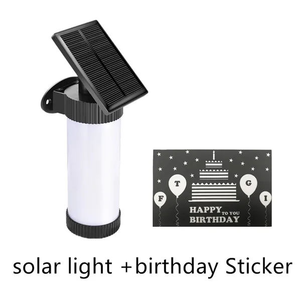 Солнечные огни пламени Открытый, водонепроницаемый мерцающий датчик Настенные ночные светильники для рождества/гирлянда - Испускаемый цвет: Birthday solarlight