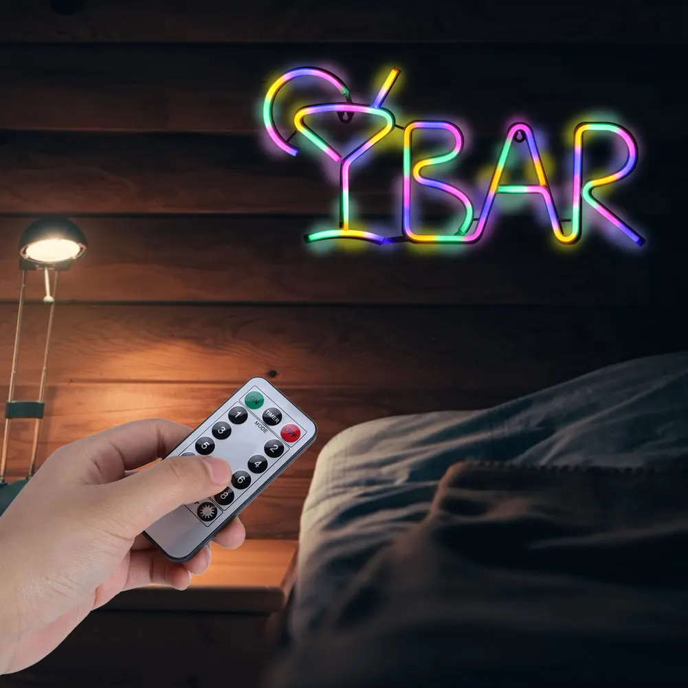 

Neon Light BAR Letters Shaped LED Neon Light Shop Signs Lights With Remote Control For Party Bar Home Decor Dropshipping