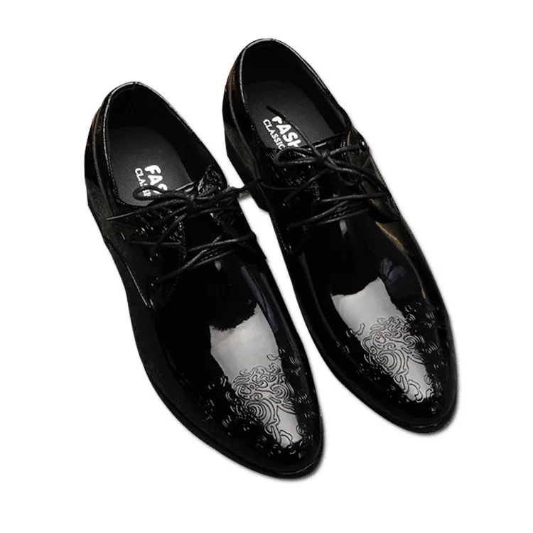 

2019 New Men's Quality PU Leather Shoes Social Size 37-44 Top Head Leather Autumn Office Shoes Soft Man Dress Shoes Brogue Shoes