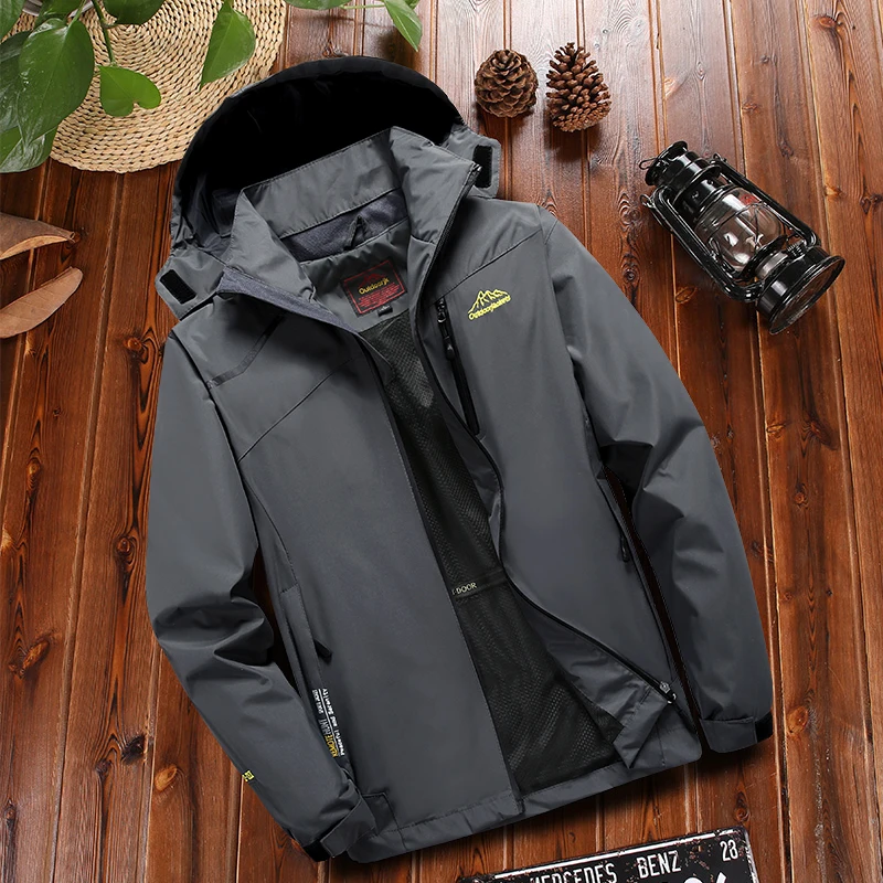 

Size M~4XL,5XL Male Jacket Spring Autumn Quality Brand Waterproof Windproof Hooded Jacket Coat Tourism Mountain Jacket Men