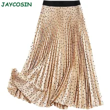 JAYCOSIN Женская одежда, юбки в горошек, Женская винтажная эластичная талия, летняя пляжная плиссированная длинная юбка, Faldas Mujer Moda 1223