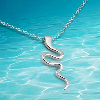 

925 sterling silver necklace, snake pendant necklace, zodiac snake, women's jewelry, fashion trend accessories.