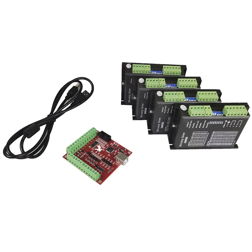 MACH3 4 축 100K USB CNC 키트 나무 조각 기계 부드러운 스테핑 모션 컨트롤러 카드 DM556 스테핑 모터 드라이버, 목재 조각 기계