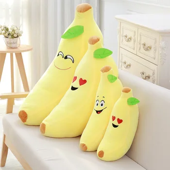 

Lovely Funny face Smile Banana Creative plant pillow cushion plush fruit vegetables food Anti-stress soft girl Children toy gift