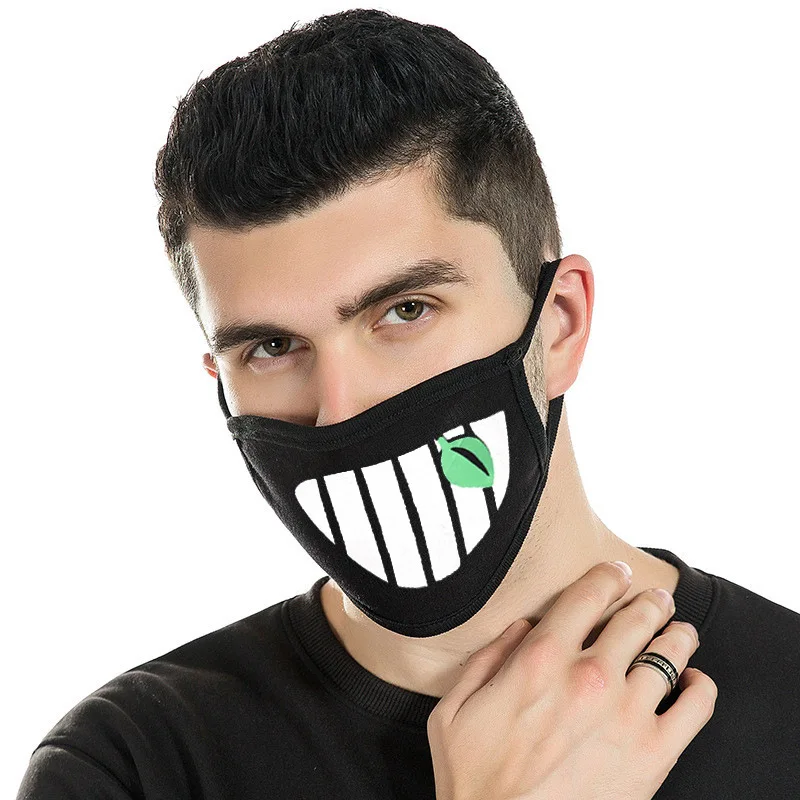 Fashion Expression Mouth Mask Anime Cotton Mouth Mask Unisex Mask Mouth-muffle Dustproof Respirator Cute Anti-Dust Mouth Covers - Color: Lemon yellow